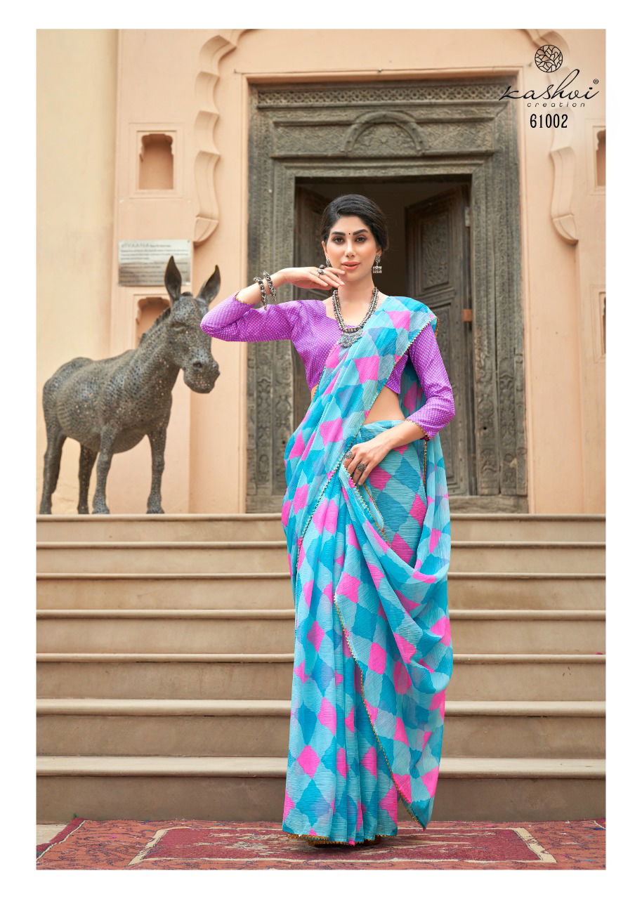 Kashvi Tanishq Fancy Printed Designer Chiffon Ethnic Wear Saree Collection 